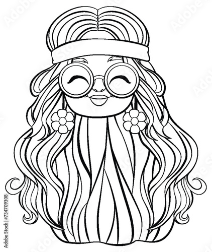 Black and white vector of a fashionable girl