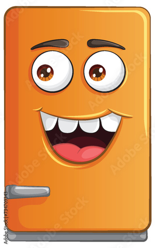 Vector illustration of a cheerful fridge character