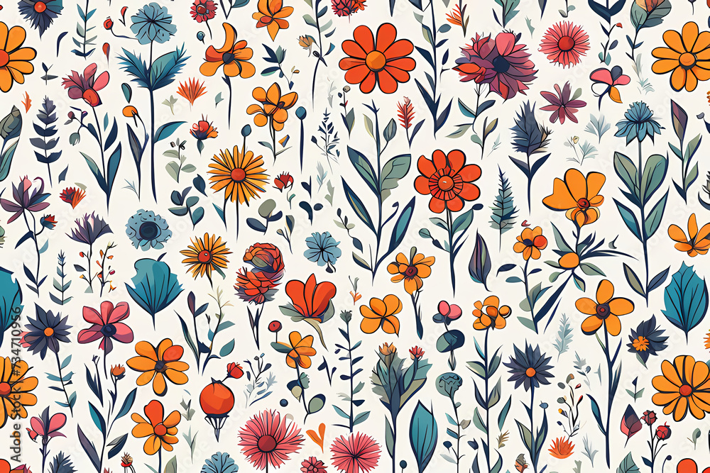 wild flower sticker pattern