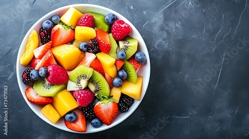 Fresh fruit salad to go with copy space