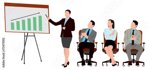 Business people appreciating business growth. Businesspeople sitting and presentation. 