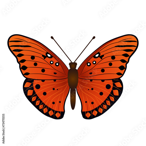 Variegated butterfly, suitable for sticker or icon. Detailed vector illustration.