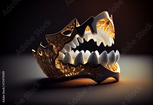 3d render of removable partial denture. Generative AI photo