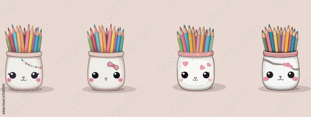 A cartoon drawing of a jar with a pencil in it