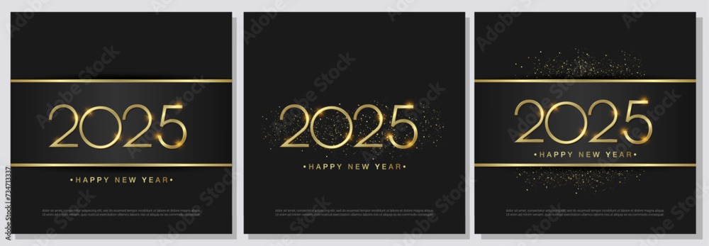gold 2025 Happy New Year. Illustration for the festive New Year 2025 celebration on set background