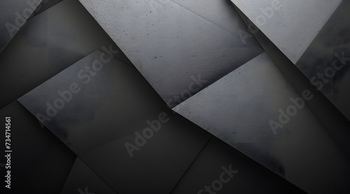 Black white dark gray abstract background. Geometric pattern shape. Line triangle polygon angle. Gradient. Shadow. Matte. 3d effect. Rough grain grungy. Design. Template. Presentation.