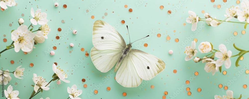 Mint White store and Gold Butterfly