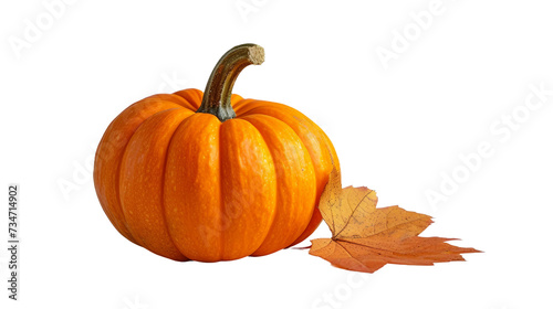A Pumpkin with Leaves on Transparent Background