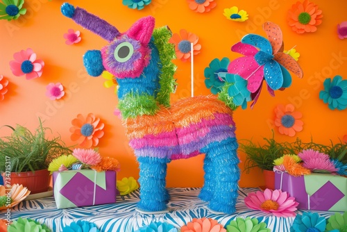 festive pinata displayed on a decorated table