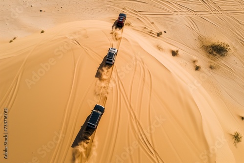 aerial view of 4x4 dune bashing photo