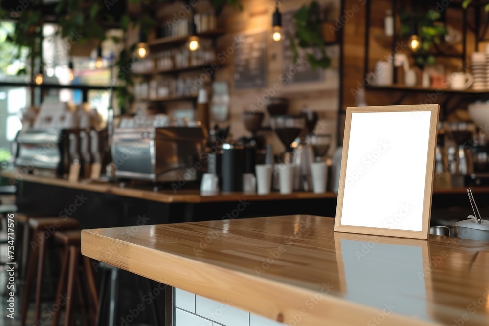Empty menu board and coffee shop backdrop