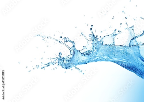 a splash of blue water on a white background