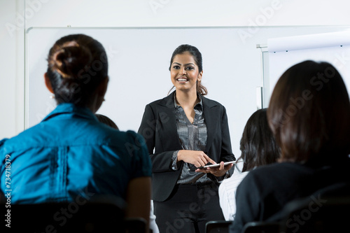 Indian business woman giving presentation