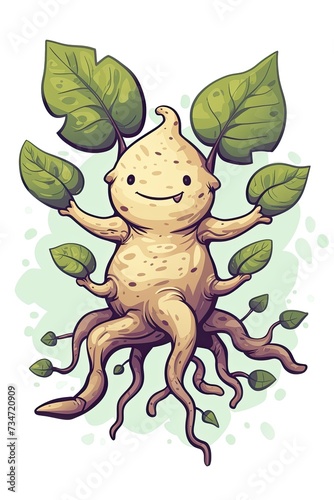 Close up of mandrake roots illustration. Mandragora Magic plant photo