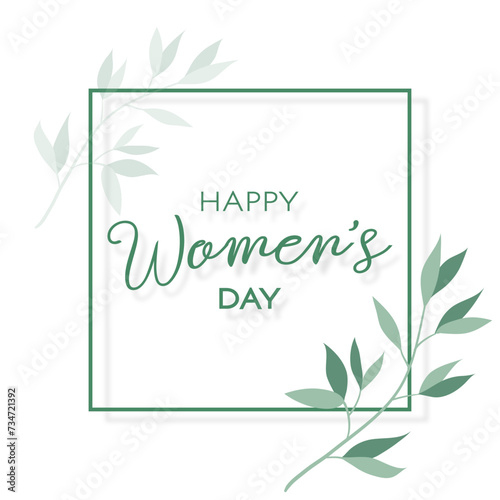 Women's day greeting card template with floral ornament. Modern minimalist design