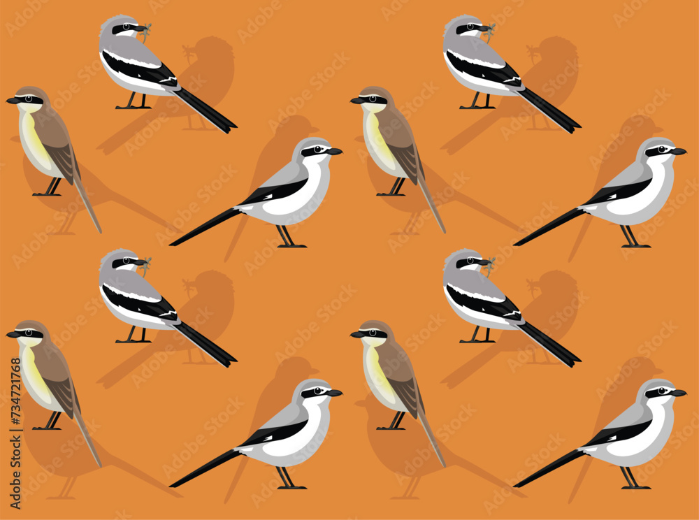 Fototapeta premium Bird US Shrike Cute Seamless Wallpaper Background