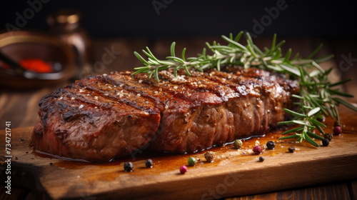 Exquisite Grilled Steak on Cutting Board