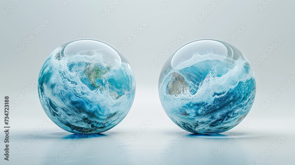earth globe with reflection