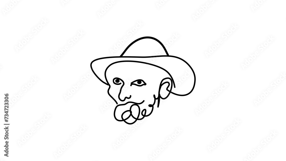 Vincent van Gogh portrait, black isolated silhouette Vincent van Gogh portrait, black isolated silhouette