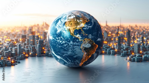 earth globe with reflection