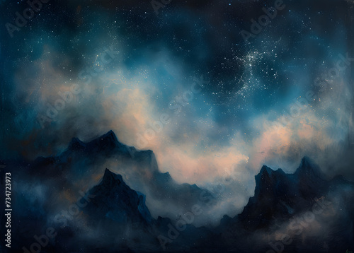clouds over the mountains abstract art