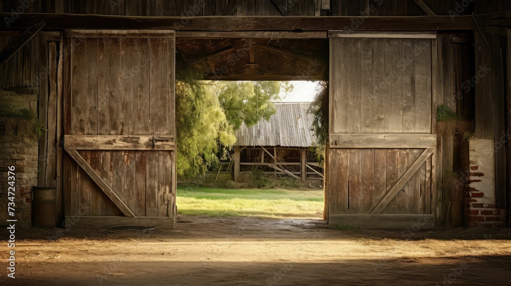 Naklejka premium farmhouse barn doors open