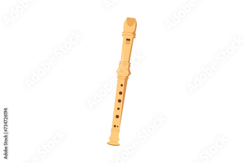 Flute Musical Instrument Flat Sticker Design