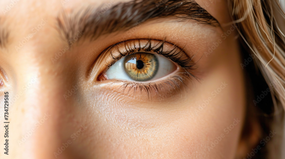 Fototapeta premium Close up of woman's eye with long eyelashes. Suitable for beauty and cosmetics-related designs