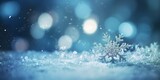 winter background, beautiful snowflakes in light blue color