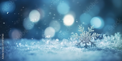 winter background  beautiful snowflakes in light blue color