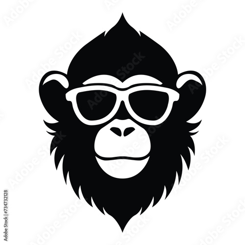 monkey wearing sunglasses iconic logo vector illustration