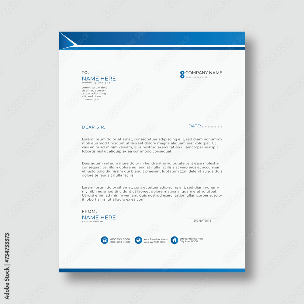 Obraz premium letterhead design template for website, corporate lettehead design, a4 lettehead