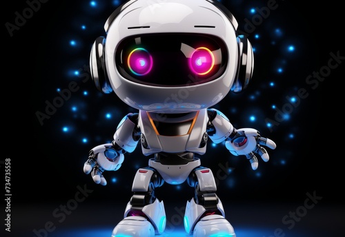 Robot With Headphones and Glowing Eyes © Kamran