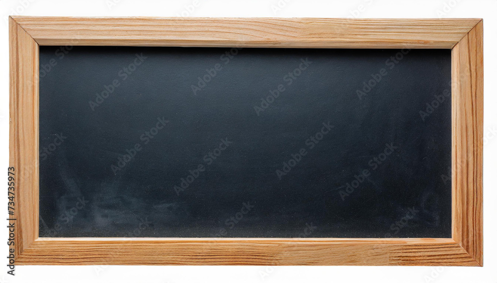 Blank chalkboard in wooden frame isolated on white, horizontal placed