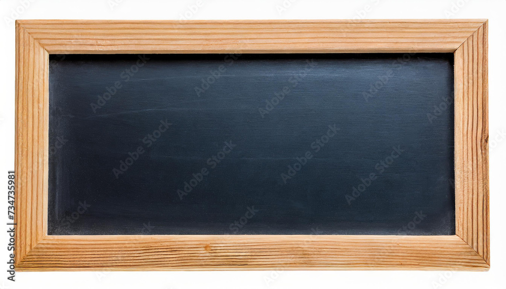 Blank chalkboard in wooden frame isolated on white, horizontal placed