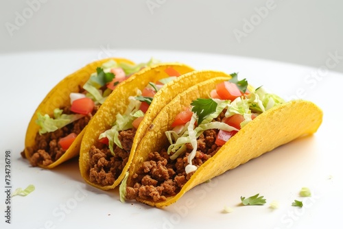 Tasty crunchy tacos filled with ground beef and fresh vegetables