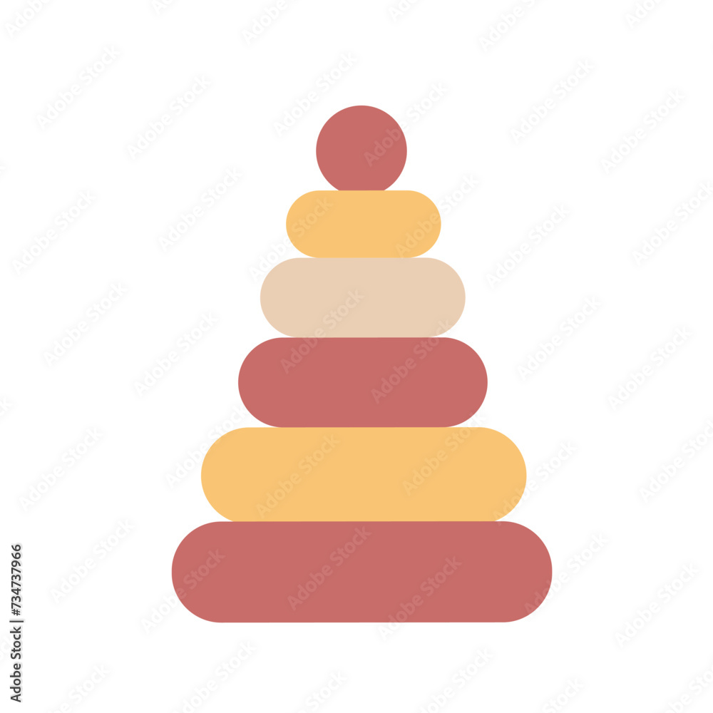 Vector pyramid isolated on a white background. Simple educational toy for kids. Colorful plaything. Vector pyramid isolated on a white background. Simple educational toy for kids. Colorful plaything.