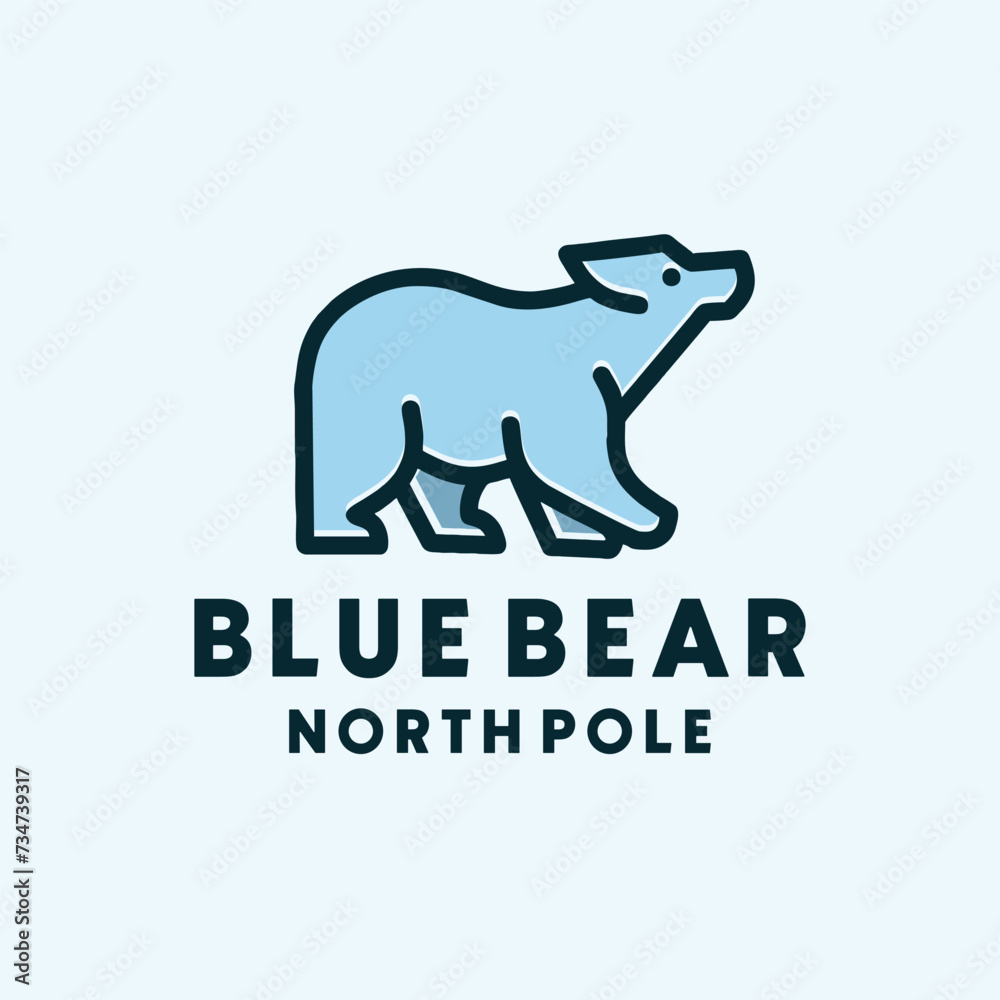 Polar Bear Monoline Logo Animal Vector, Grizzly Mascot Icon Symbol, North Pole Creative Vintage graphic Design.