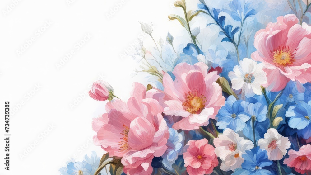 Background with spring flowers in light shades.