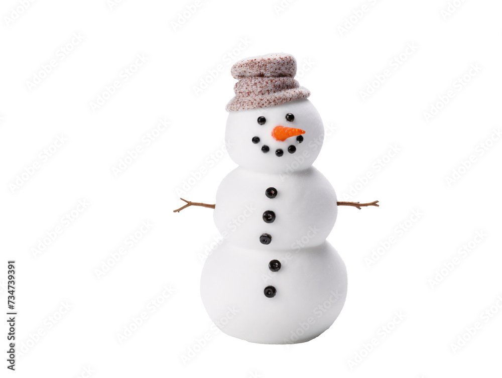 a snowman with a hat and carrot