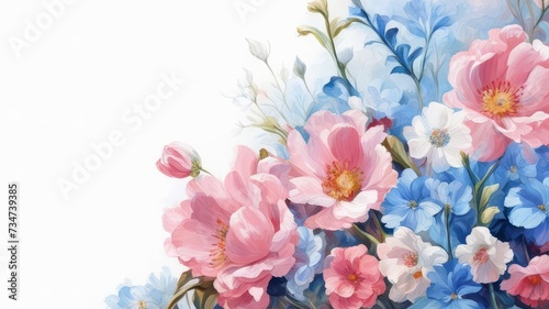 Background with spring flowers in light shades.