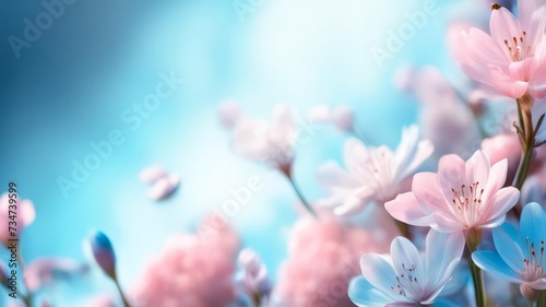 Spring flowers on an abstract blurred background. © Lednev