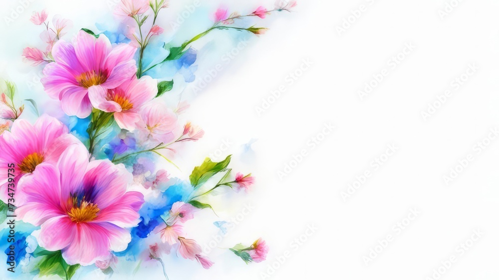 An illustration of spring flowers with free space for text.