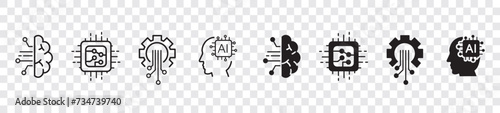 Artificial intelligence icon set. liner icons Collection illustration Vector