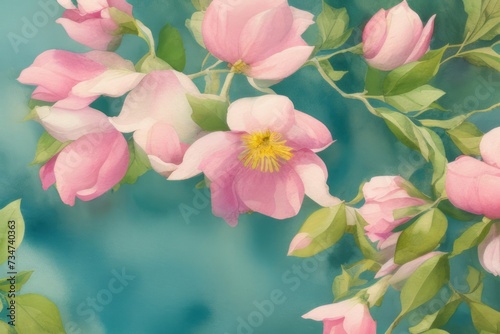 Magnolia. Spring floral background with pink  purple and green colors