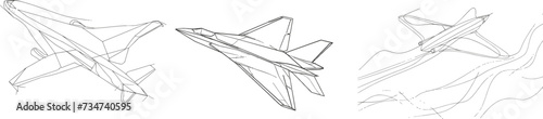 Continuous one line drawing of isolated vector object paper airplane is flying photo