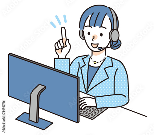 パソコン仕事で指示を出す女性会社員