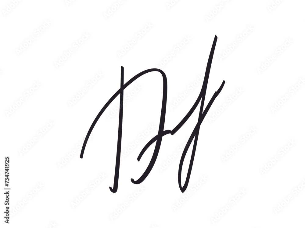 Obraz premium Fictitious Handwritten abstract Signature scribble letter D for business certificate or note. Fake hand drawn Autographs. Doodle vector isolated illustration