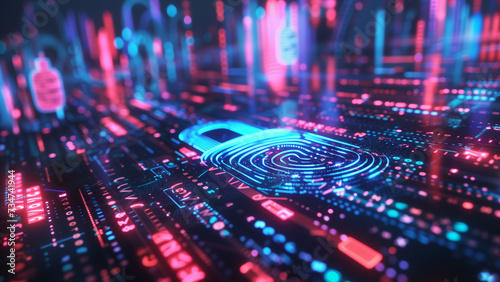 Digital Fortress: A Hologram Lock and Fingerprint Icon