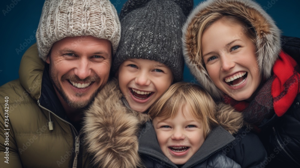 Generative AI image of a happy Scandinavian family  closeup